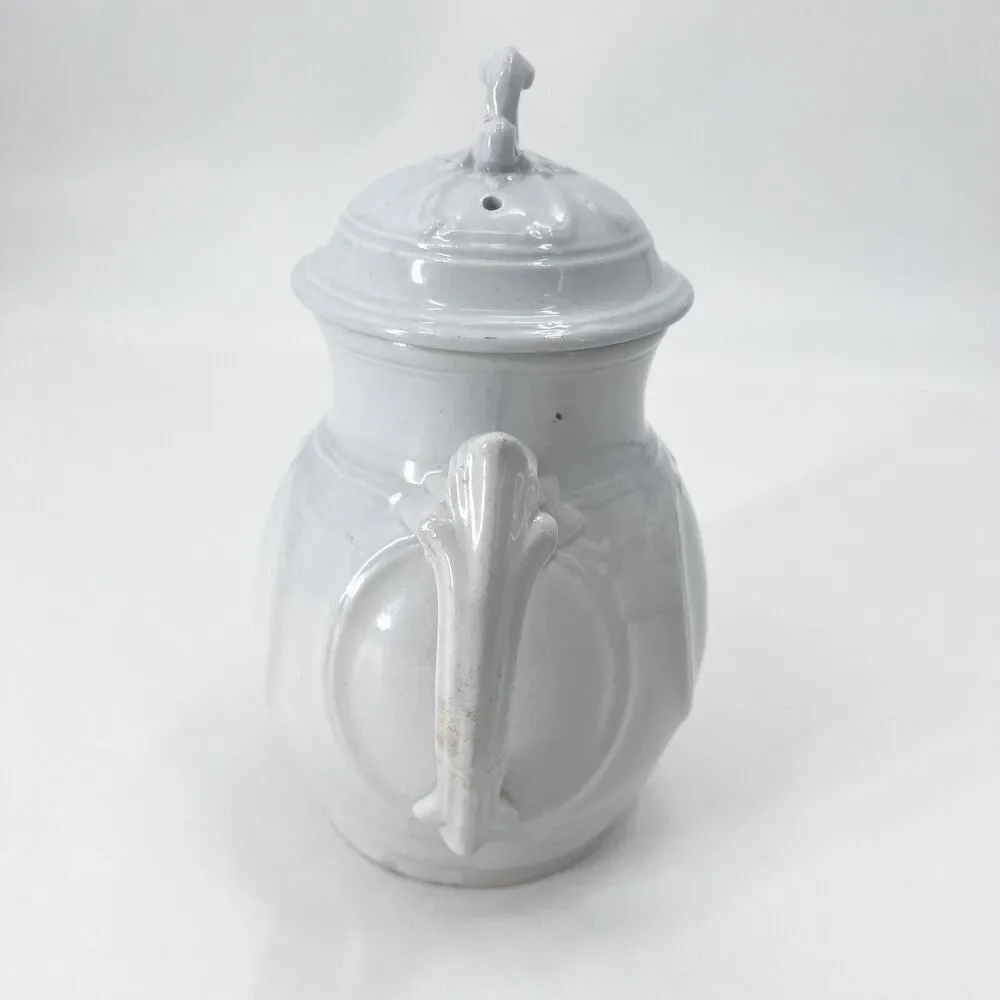 Antique Victorian White Ironstone China Teapot Cottage Farmhouse Decor